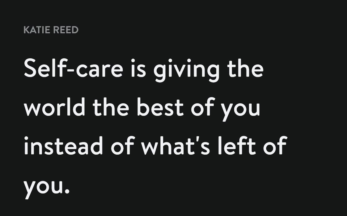 Self-care quote on black background